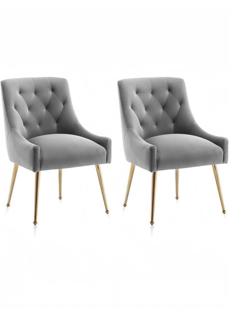 SEYNAR Dining Chair Set of 2,Modern Velvet Dining Chairs with Gold Legs,Elegant Tufted Accent Chairs for Reception, Living Room or Study Room - Image 1